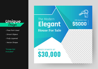The Modren Elegant House Sale Concept Real Estate Social Media Post Template.