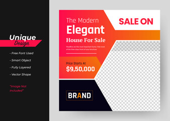 The Modren Elegant House Sale Concept Real Estate Social Media Post Template.