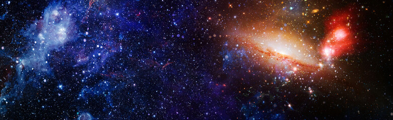 Stars of a planet and galaxy in a free space . Bright Star Nebula. Distant galaxy. Abstract image. Elements of this image furnished by NASA. © Maximusdn