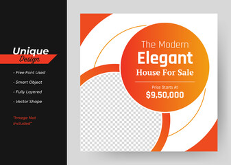 The Modren Elegant House Sale Concept Real Estate Social Media Post Template.