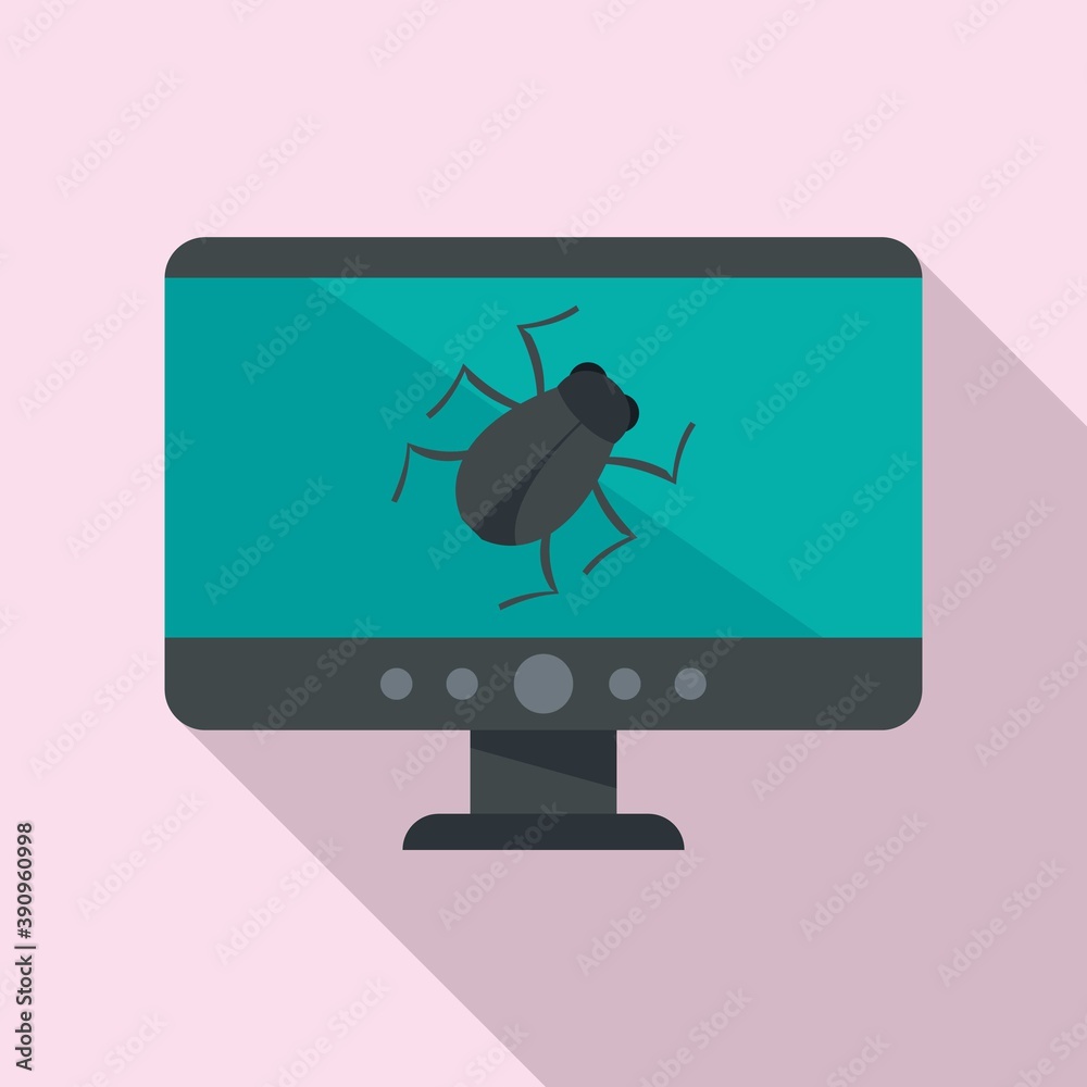 Poster computer bug icon. flat illustration of computer bug vector icon for web design