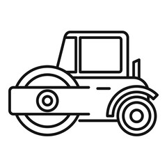 Modern road roller icon. Outline modern road roller vector icon for web design isolated on white background