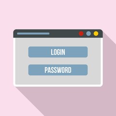 Login secured window icon. Flat illustration of login secured window vector icon for web design