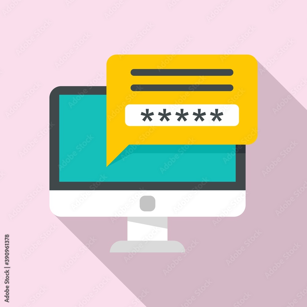 Poster secured computer password icon. flat illustration of secured computer password vector icon for web d