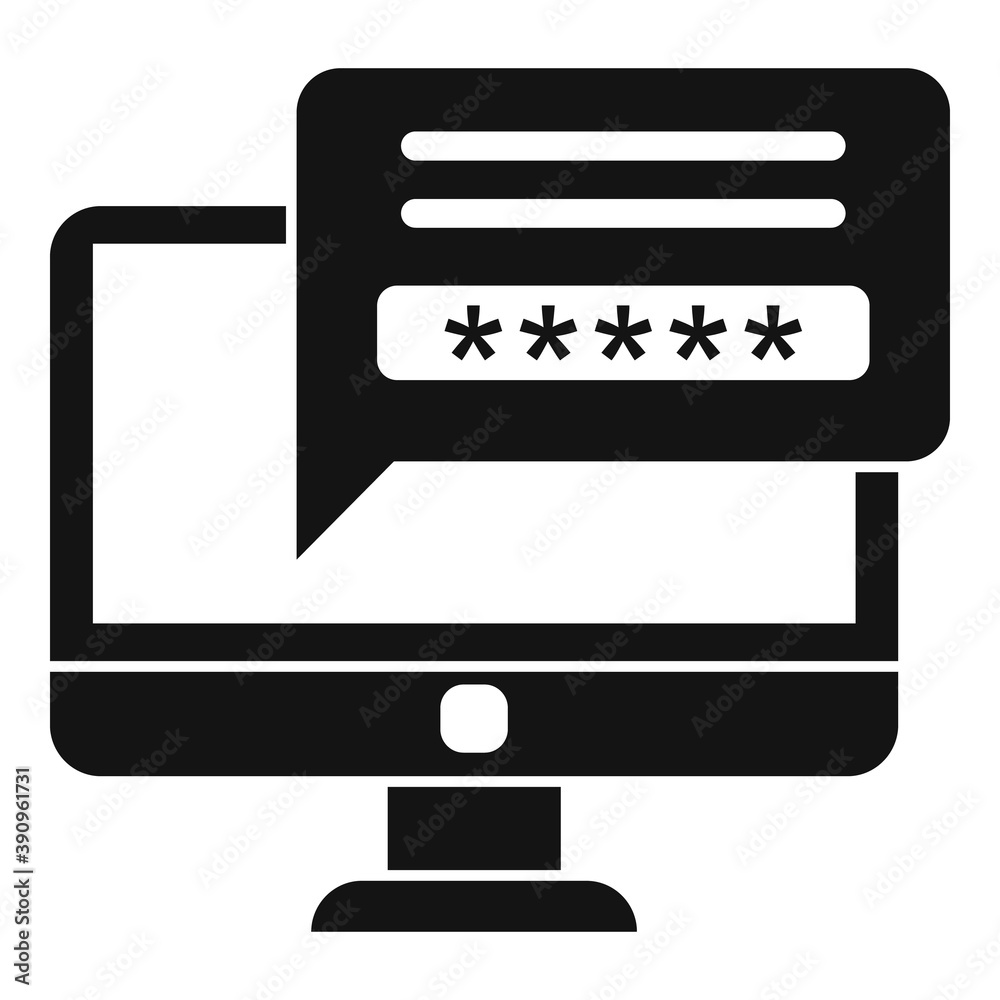 Poster secured computer password icon. simple illustration of secured computer password vector icon for web