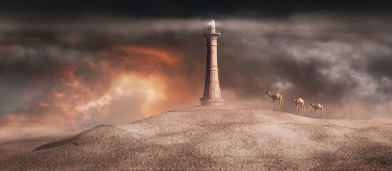 Lighthouse on a desert