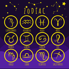  12 Zodiac month stars sign collection