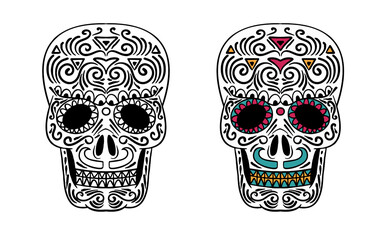 Halloween holiday icon collection in line art style. Use it for poster, background, card design. Vector illustration.