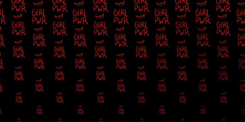 Dark Orange vector pattern with feminism elements.