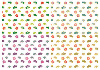 かわいい松竹梅のパターンのセット