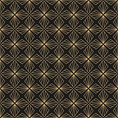Seamless Vintage Art Deco pattern. golden lines on black background.