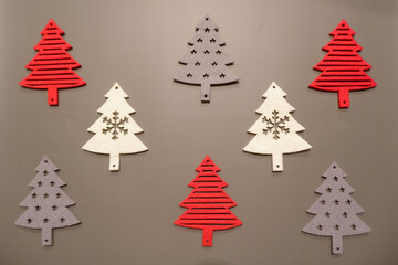 Christmas pattern decorative with trees and ornaments. クリスマスパターン、クリスマスツリーとオーナメント