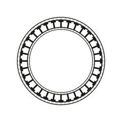 Fototapeta na wymiar Circle with decorative ornament. Round frame. Black and white vector illustration.