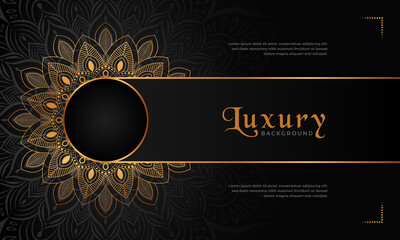 Luxury mandala background with floral ornament pattern. Hand drawn gold mandala design. Vector mandala template for decoration invitation, cards, wedding, logos, cover, brochure, flyer, banner.