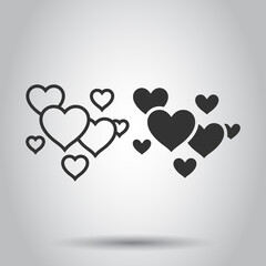 Heart icon in flat style. Love vector illustration on white isolated background. Romantic business concept.