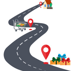 Location. The route of the road, vector illustration