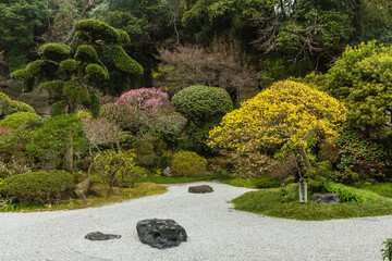 日本　神奈川県の鎌倉の報国寺の日本庭園