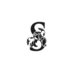 Ornate Luxury Floral Letter S Initial Logo Icon, Monogram Floral Leaf Logo Design.