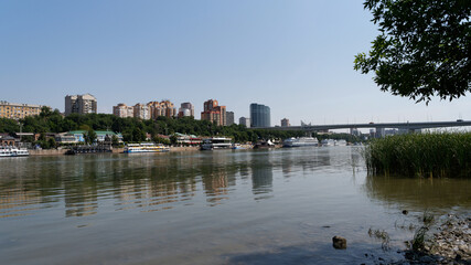 Fototapeta premium Ships on the Don river, view from the left bank