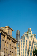 Facade of modern architecture in Shanghai.