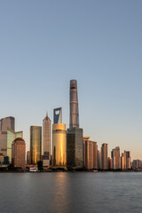 Fototapeta na wymiar Sunset view of Lujiazui, the financial district in Shanghai, China.