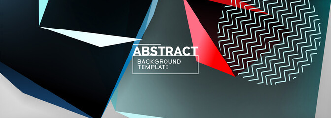 Low poly 3d geometric shapes, minimal abstract background. Vector illustrations for covers, banners, flyers and posters and other