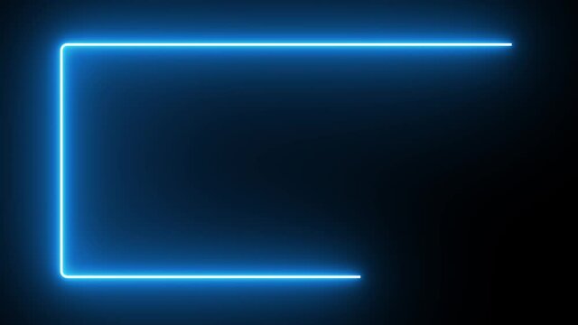 Animation neon light frame Abstract spectrum ultraviolet light glowing neon line. materials. on a black background. laser show. motion design