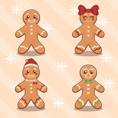 Gingerbread character collection with 4 various character