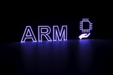 ARM neon concept self illumination background 3D illustration