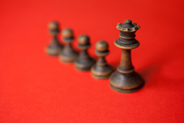 Business leader with his team. Chess concept.