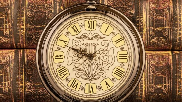 Antique clock dial close-up. Vintage pocket watch.