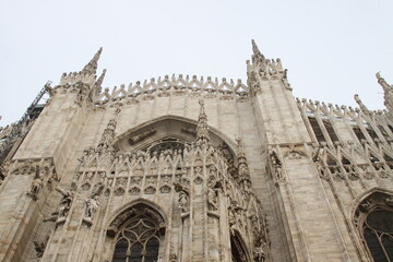 Fototapeta premium Cathedral facade on background of blue sky