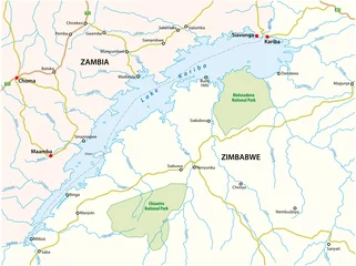 Foto op Aluminium vector map of african lake kariba, zambia, zimbabwe © lesniewski