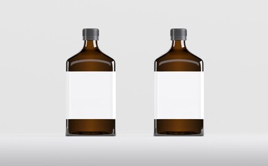 Pharmaceutical Alcohol Bottle Mockup 3D Illustration