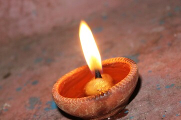 festival of light Diwali , oil lamp is burning and Indian traditional festival.