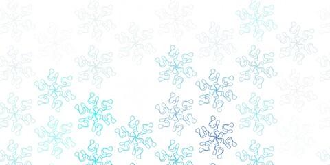 Light blue vector doodle texture with flowers.