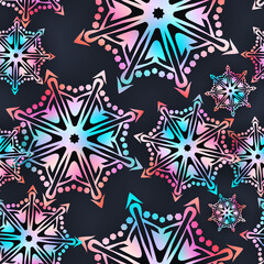 Snowflake seamless pattern. Snow pattern with snowflakes. Festive Christmas and New Year background. Winter vector illustration