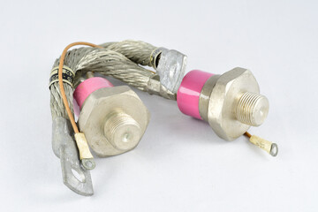 thyristors, high power, in a metal case, pink color