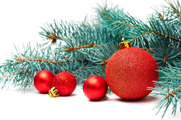 Christmas decorations concept on the white background