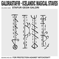 vector icon with ancient Icelandic magical staves Stafur Gegn Galdri. Symbol means and is used for protection against witchcraft