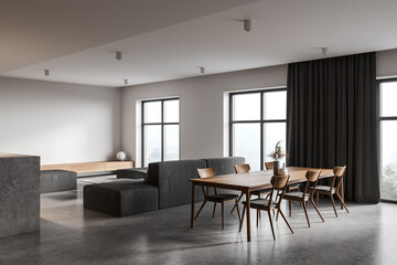 Fototapeta na wymiar White living room corner with sofa and table