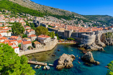 Fototapeta na wymiar Dubrovnik West Harbour next to Fort Lovrijenac in Croatia