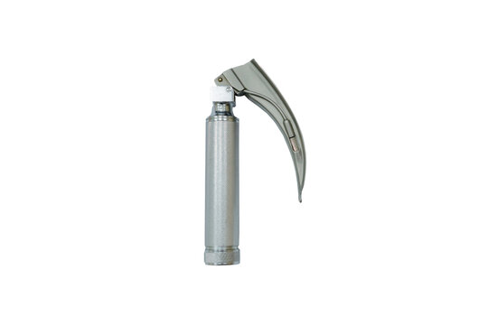 isolated picture of direct laryngoscope and blade for management of airway in adult. medical device and object concept