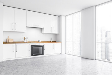 White kitchen corner with cupboards