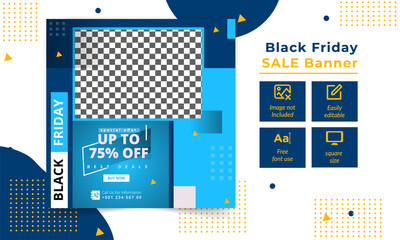 Black Friday promo social banner design template 
