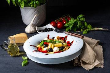 rustic tortellini pasta salad with mozzarella