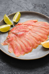 Smoked thin slices of salmon fillet