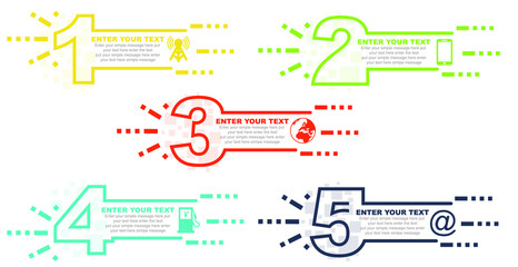 Minimal business infographic template with number 5 options or steps colored version six