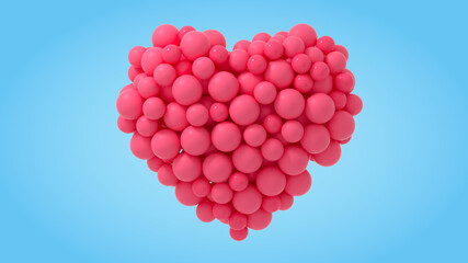 Heart made of bubbles 3d render illustration