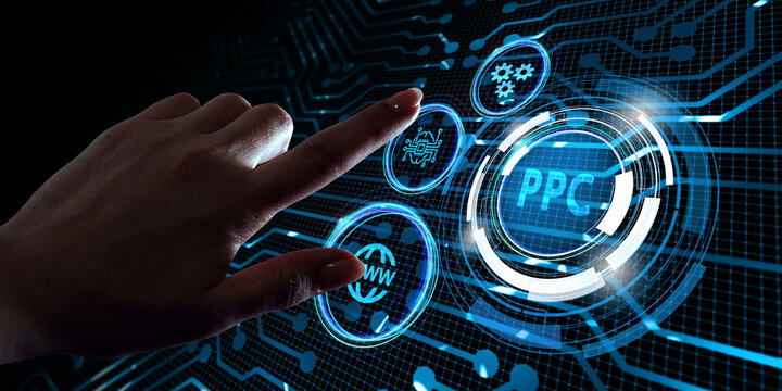 Business, Technology, Internet and network concept. PPC Pay per click payment. Technology digital marketing.